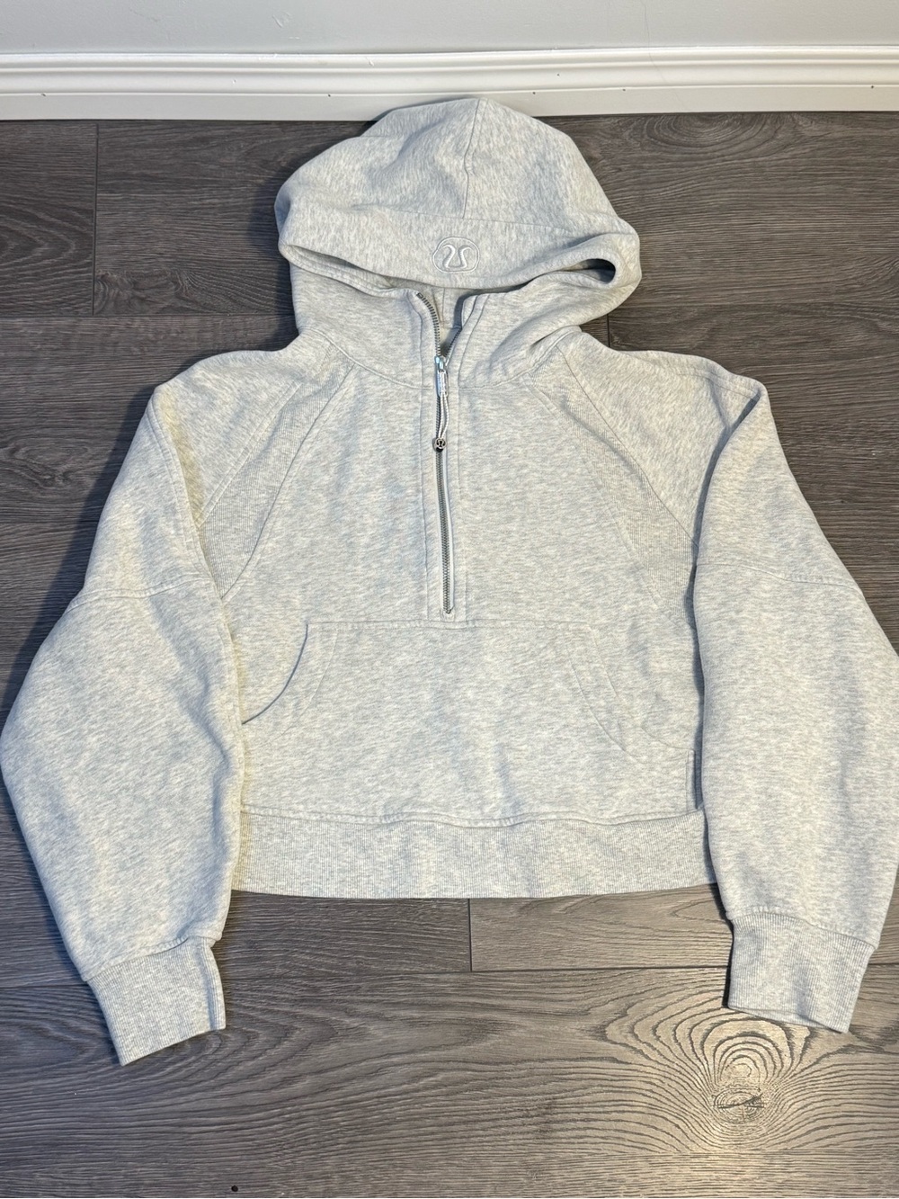 Lululemon Scuba Half Zip Cropped Hoodie Heathered Grey Size M/L
